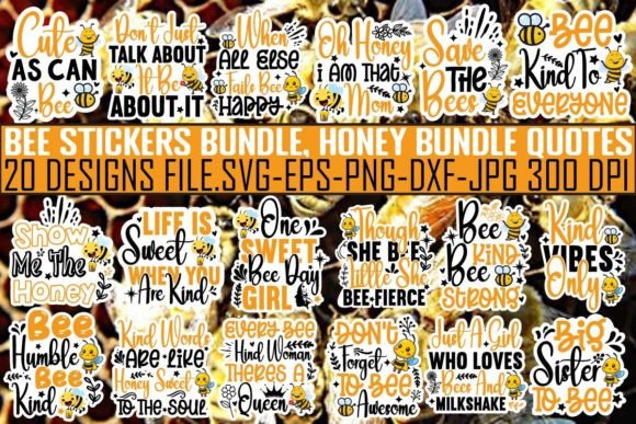 Bee Stickers Bundle: Honey Bundle Quotes for Creators