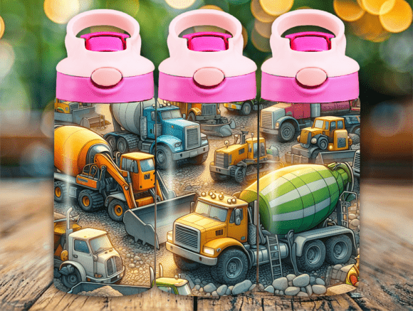 Construction Dump Flip Top Kids Tumbler: A Playful Design Asset