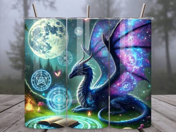 Cosmic Dragon Moon Design: A Tumbler Wrap for Bold Personalities