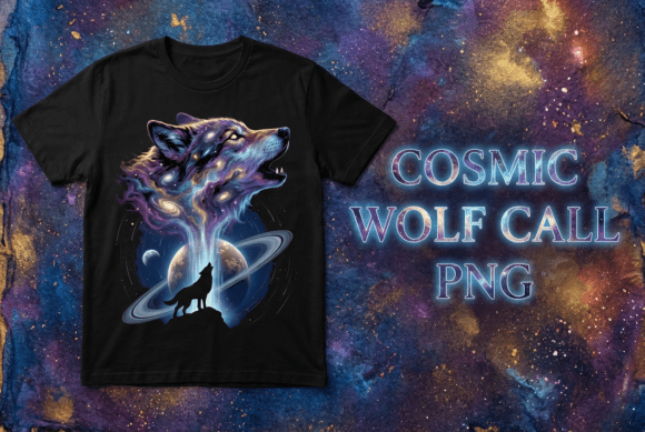 Cosmic Wolf Howling Galaxy Space Art PNG: A Celestial Design Asset