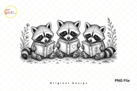 Cozy Reading Raccoons: A Woodland Design for Book Lovers