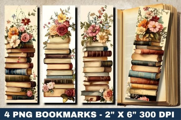 Designing with Purpose: The Books with Flowers Bookmarks Png