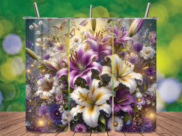 Elegant Lily White Purple Tumbler Wrap: A Floral Design Deep Dive