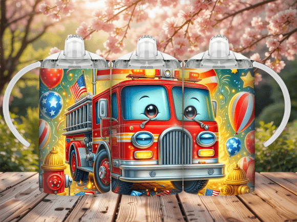 Fire Truck Happy Sippy Cup Kids Tumbler: A Vibrant Design for Young Enthusiasts