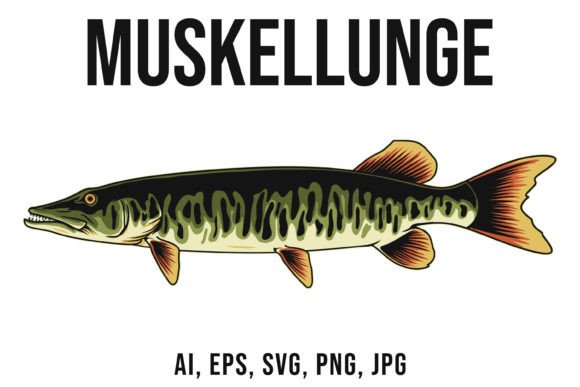 Muskellunge Fish Vector Drawing: Bold Graphics for Brand Identity