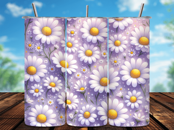 Purple Daisy Flower Pattern Tumbler Wrap: A Botanical Touch