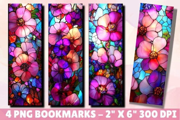 Stained Glass Flowers Lover Bookmarks: A Digital Asset for Lasting Impressions