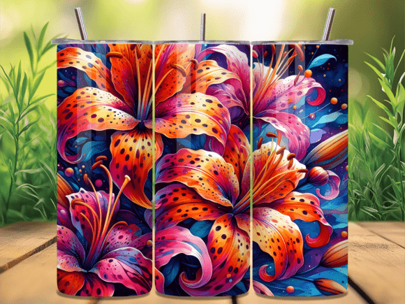 Vibrant Tiger Lily Flowers Tumbler Wrap: Bold Botanicals for Your Brand